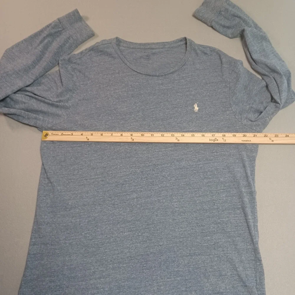 Polo‎ Ralph Lauren Mens Blue Heather Long Sleeve T-Shirt Custom Fit Large Cotton
